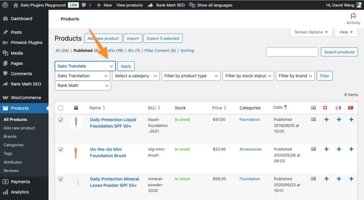แปลสินค้า WooCommerce จำนวนมาก